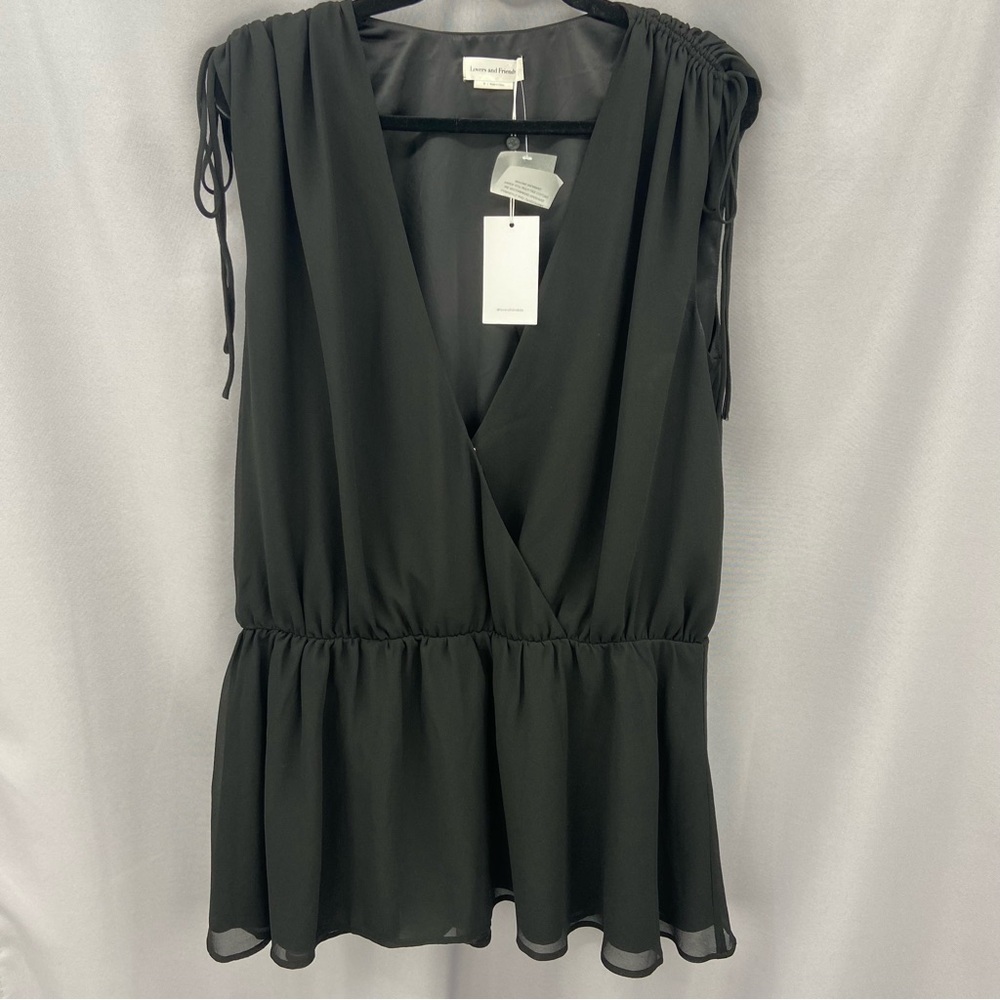 Lovers and Friends Black Oversized V-Neck Sleeveless Blouse Size Medium - Picture 1 of 11